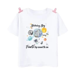Astronaut Birthday Number 1-12 Print Shirt Kid T-Shirt Boy Astronaut Theme Party Tops Clothes Space Print Child Short Sleeve Tee