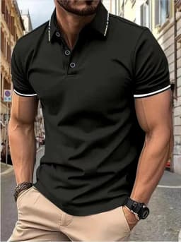 Men's summer casual fashion polo shirt short sleeve men's short sleeve color lapel top T-shirt short sleeve lapel fashion