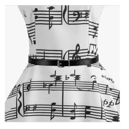 Women's Summer Music Note Print Sleeveless Midi Dress Vintage O-Neck Retro Swing Casual Robe Vestidos