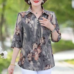 Summer Vintage Floral Printed Shirt Women's Clothing Casual Turn-down Collar Button Commute Half Sleeve Stylish Loose Blouse