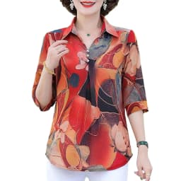 Summer Vintage Floral Printed Shirt Women's Clothing Casual Turn-down Collar Button Commute Half Sleeve Stylish Loose Blouse