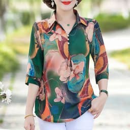 Summer Vintage Floral Printed Shirt Women's Clothing Casual Turn-down Collar Button Commute Half Sleeve Stylish Loose Blouse