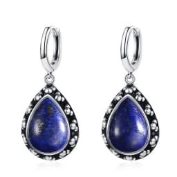 Natural Kyanite Earrings for Women S925 Silver Sun Flower Shaped Retro Silver Labradorite Hoop Earrings