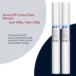 2 Pcs 20 INCH 1 MICRON PPF/SEDIMENT WATER FILTER CARTRIDGE Water Purifier Front Filter Cartridge Aquarium FOR REVERSE OSMOSIS