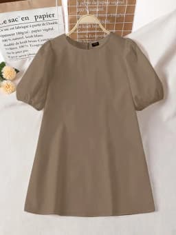 VONDA Summer Party Mini Dress 2024 Women Elegant Short Puff Sleeve Casual Solid Sundress O Neck Loose Pleated Holiday Vestidos