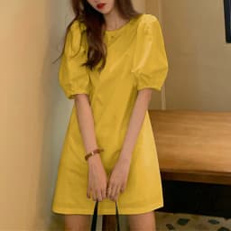 VONDA Summer Party Mini Dress 2024 Women Elegant Short Puff Sleeve Casual Solid Sundress O Neck Loose Pleated Holiday Vestidos