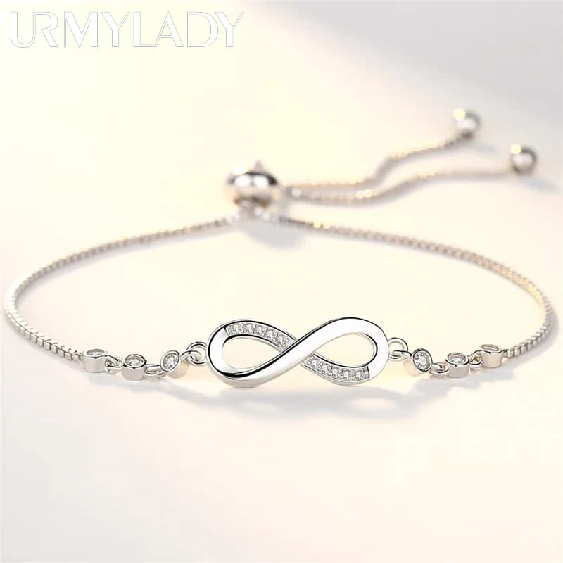New fine 925 Sterling Silver pretty Crystal Bracelets for Women Fashion Jewelry Party Wedding Accessories Valentine's Day Gifts