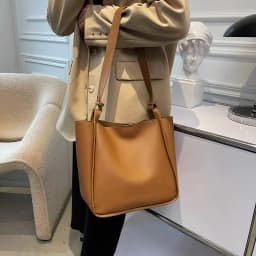Popular vintage women's bucket bag fashion texture shoulder bag