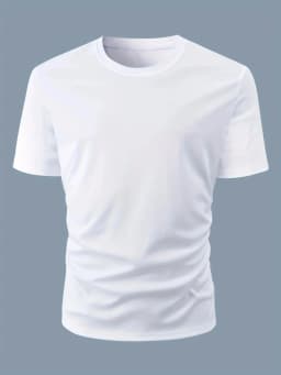 Summer Men's 100% Cotton Casual Loose Size Graphic Line Print Round Neck Short Sleeve T-shirt Top