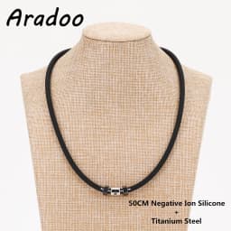Silicone Titanium Steel Anion Pendant Necklace Hematite Magnetic Therapy Collar