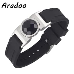 Silicone Titanium Steel Anion Pendant Necklace Hematite Magnetic Therapy Collar