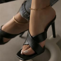 Summer New High-Heeled Women'S Slippers High Heel Leather Pu Mouth All-match Casual Shoes 2024 Luxury Woman Sandals