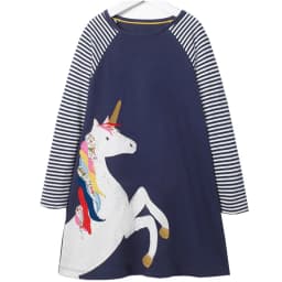 Jumping Meters Children's Unicorn Dresses Girls Cotton Autumn Spring Kids Frocks 18m-6T Toddler Clothes Dress