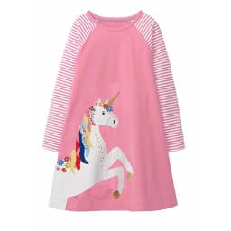 Jumping Meters Children's Unicorn Dresses Girls Cotton Autumn Spring Kids Frocks 18m-6T Toddler Clothes Dress