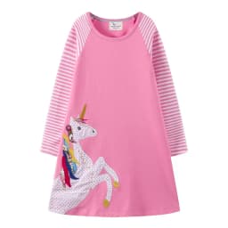 Jumping Meters Children's Unicorn Dresses Girls Cotton Autumn Spring Kids Frocks 18m-6T Toddler Clothes Dress