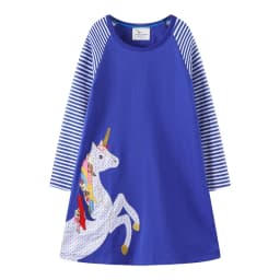 Jumping Meters Children's Unicorn Dresses Girls Cotton Autumn Spring Kids Frocks 18m-6T Toddler Clothes Dress