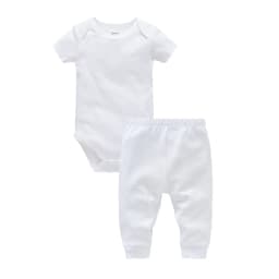 2/6 Pcs/lot Muslin Blank Baby Rompers Pants Set Plain Colors Summer Short Sleeve Bodysuit Kids Clothing Set Boys Clothes