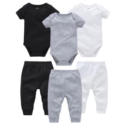 2/6 Pcs/lot Muslin Blank Baby Rompers Pants Set Plain Colors Summer Short Sleeve Bodysuit Kids Clothing Set Boys Clothes