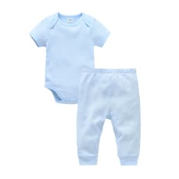 2/6 Pcs/lot Muslin Blank Baby Rompers Pants Set Plain Colors Summer Short Sleeve Bodysuit Kids Clothing Set Boys Clothes