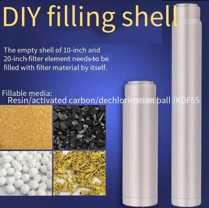 10 Inch 20 Inch DIY Filled Shell Bulk Filter Media Removable Water Purifier Cartridge Accessories