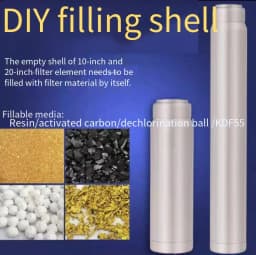 10 Inch 20 Inch DIY Filled Shell Bulk Filter Media Removable Water Purifier Cartridge Accessories