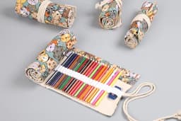 72 Holes Roll Colored Kawaii Pencil Case School Supplies Art Pen Bag Student Cute Large Pencil Cases Pen Bag Stationery