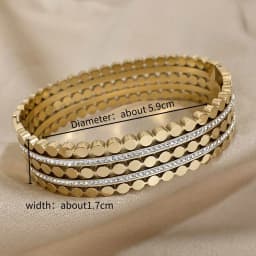 Multiple Rows Round Nails Double Row Rhinestones Stainless Steel Brangle Bracelet for Women Cuff Wristband Jewelry Accessories