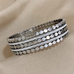 Multiple Rows Round Nails Double Row Rhinestones Stainless Steel Brangle Bracelet for Women Cuff Wristband Jewelry Accessories