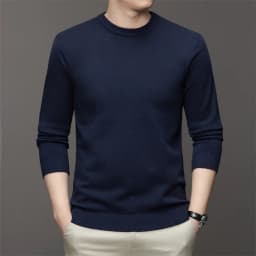 7 Colour Men's Round Neck Long Sleeved Solid Color Sweater Soft Warm and Comfortable Top with a Base