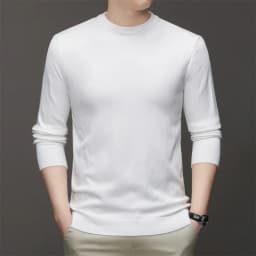 7 Colour Men's Round Neck Long Sleeved Solid Color Sweater Soft Warm and Comfortable Top with a Base