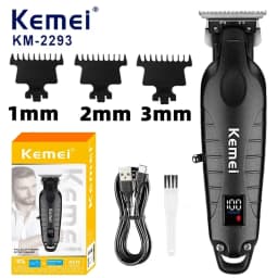 Kemei 2290 2293 Professional Cordless Hair Clipper Men Barber Fade Clipper and Zero Gapped Trimmer Set Electric Hair Cutting Kit