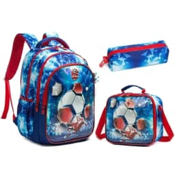 School Bookbag for Boy Football Pattern Backpack Kids Backpack Waterproof School Bag Mochila Infantil Lunchbox Child Pencil Case