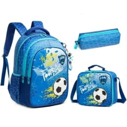 School Bookbag for Boy Football Pattern Backpack Kids Backpack Waterproof School Bag Mochila Infantil Lunchbox Child Pencil Case