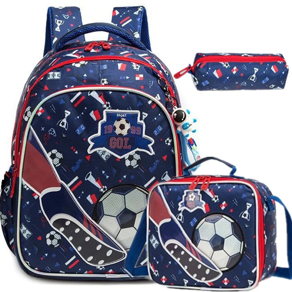School Bookbag for Boy Football Pattern Backpack Kids Backpack Waterproof School Bag Mochila Infantil Lunchbox Child Pencil Case