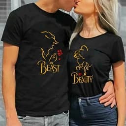 Summer Fashion King Queen Couples T Shirt Beast Beauty Printed Couple T-shirt Woman Shirt Casual O-Neck Tops Lovers Tee Shirt