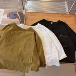 Boys Long Sleeved T-shirt Spring Autumn New Children's Solid Color Irregular Bottom Shirt Baby Girl Top