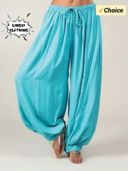 2024 Summer New Women's Solid Color Lantern Pants Loose Pleated Drawstring Casual Ankle Sports Pants Harlan Pants