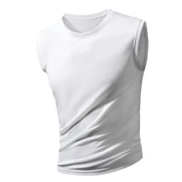 Men's new ice silk sleeveless vest fitness sports running T-shirt solid color breathable loose large size figure short sleeve