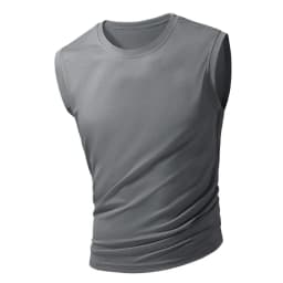 Men's new ice silk sleeveless vest fitness sports running T-shirt solid color breathable loose large size figure short sleeve