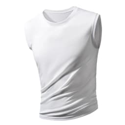 Men's new ice silk sleeveless vest fitness sports running T-shirt solid color breathable loose large size figure short sleeve