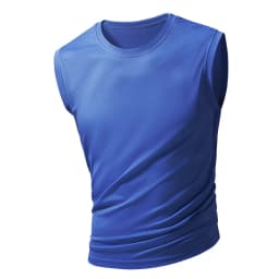 Men's new ice silk sleeveless vest fitness sports running T-shirt solid color breathable loose large size figure short sleeve