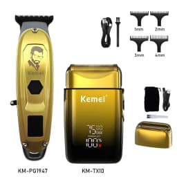 Kemei-KM-TX10 Men's Shaving Machine Dual Foil Blades USB Fast Charging LED Display Professional Hair TrimmerHair Cutting Machine