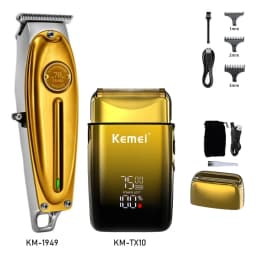 Kemei-KM-TX10 Men's Shaving Machine Dual Foil Blades USB Fast Charging LED Display Professional Hair TrimmerHair Cutting Machine