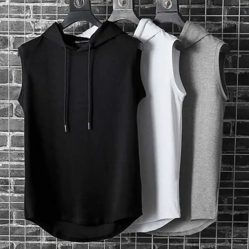 2024 Summer New Fashion Clothing Bodybuilding Muscle Guys Fitness Men Women Hooded Tank Top Vest Sportswear Sleeveless Top Tees