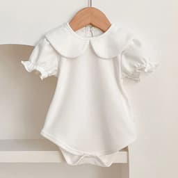 Summer Newborn Kids Baby Girls Doll Collar Solid Color Rompers Infant Baby Girls Short Sleeve Rompers Clothes