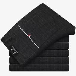 Classic Style Men's Casual Pants Fashion Striped Plaid Business Straight Slim Casual Pants Black Blue Gray Brand Men Trousers