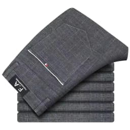 Classic Style Men's Casual Pants Fashion Striped Plaid Business Straight Slim Casual Pants Black Blue Gray Brand Men Trousers