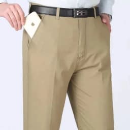 Summer Thin Pants 100% Cotton Men's Autumn Thick Suit Pant Slacks High Waist Straight Loose Bland Solid Business Casual Pants