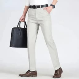 Summer Thin Pants 100% Cotton Men's Autumn Thick Suit Pant Slacks High Waist Straight Loose Bland Solid Business Casual Pants