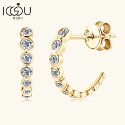 2024 New 0.19cttw Moissanite C Shape Stud Earrings Pure Silver 925 Real D Color Moissanite Diamond Earrings for Women Jewelry